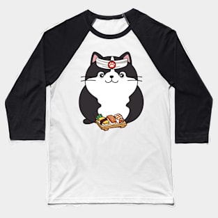 Funny fat cat is a sushi chef Baseball T-Shirt